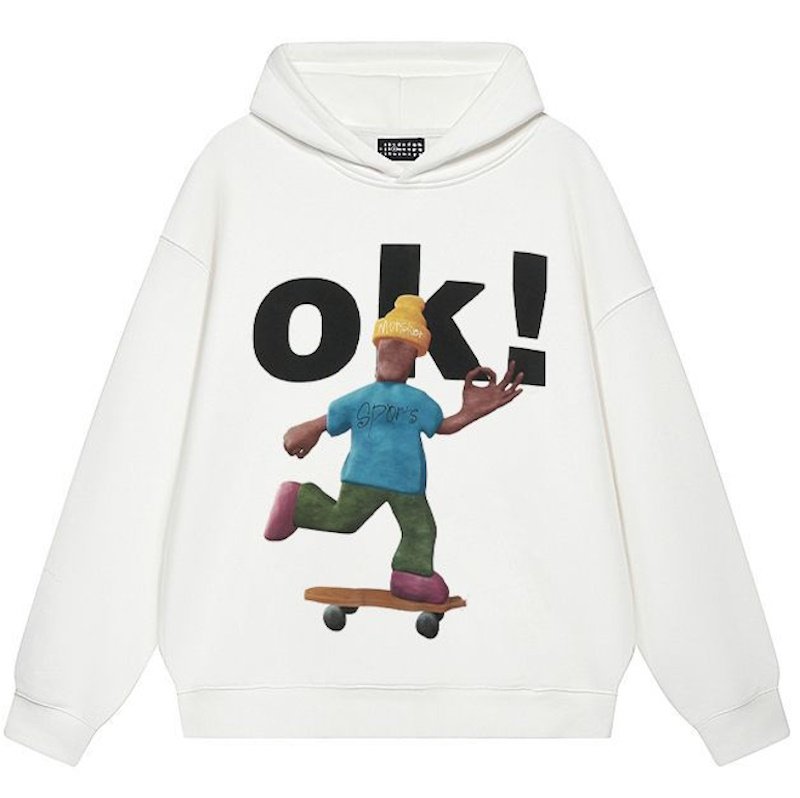 画像2: Skateboard Boy Print Hoodie Sweatshirt  ユニセックス男女兼用 スケートボードボーイプリント フーディ スウェット (2)