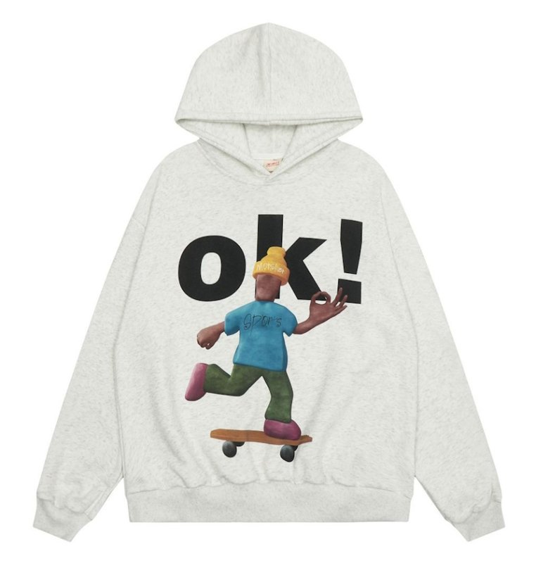 画像3: Skateboard Boy Print Hoodie Sweatshirt  ユニセックス男女兼用 スケートボードボーイプリント フーディ スウェット (3)