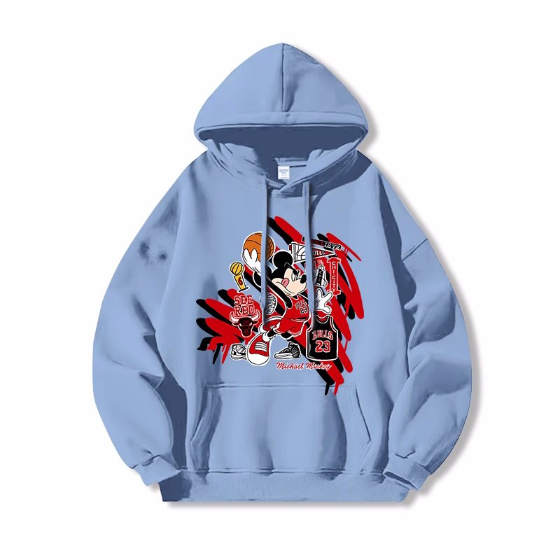 画像10:  Unisex Donald Duck & Mickey Mouse flaming basketball print Hoodie Sweatshirt　 ユニセックス男女兼用プリントドナルドダック＆ミッキーマウス 炎のバスケットボールプリントフーディスウェット (10)