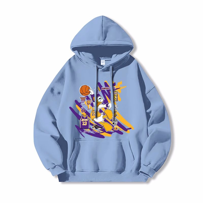 画像9:  Unisex Donald Duck & Mickey Mouse flaming basketball print Hoodie Sweatshirt　 ユニセックス男女兼用プリントドナルドダック＆ミッキーマウス 炎のバスケットボールプリントフーディスウェット (9)