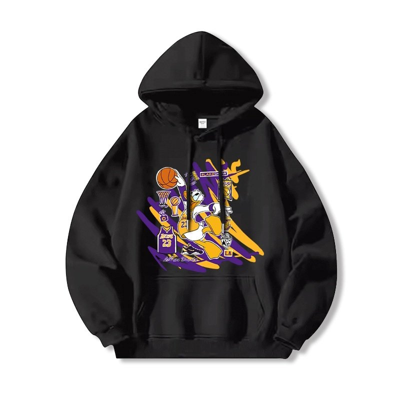 画像2:  Unisex Donald Duck & Mickey Mouse flaming basketball print Hoodie Sweatshirt　 ユニセックス男女兼用プリントドナルドダック＆ミッキーマウス 炎のバスケットボールプリントフーディスウェット (2)