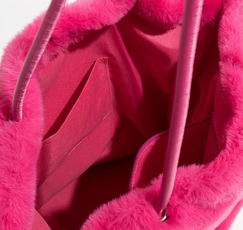 画像8: Fur Large Size Bucket Tote Shoulder Bag Handbag   ファーラージサイズバケットトートショルダーバッグハンドバッグ (8)