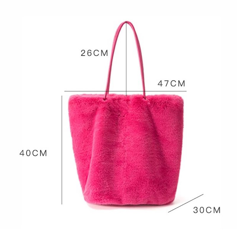 画像6: Fur Large Size Bucket Tote Shoulder Bag Handbag   ファーラージサイズバケットトートショルダーバッグハンドバッグ (6)