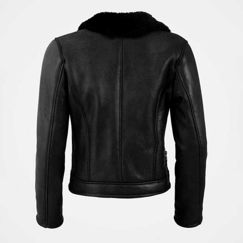 画像6: Shearling Biker Jacket Sheepskin Shearling Jacket Riders Coat ムートンバイカージャケット シープスキン ムート ンジャケット ライダース コート (6)