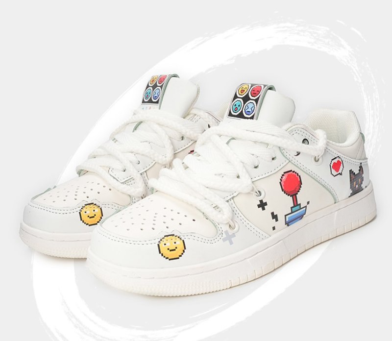 画像8: Unisex  Smile graphic print lace-up leather sneakers 　ユニセックス 男女兼用 レザースマイルグラフィックプリントプリントレースアップスニーカー  (8)