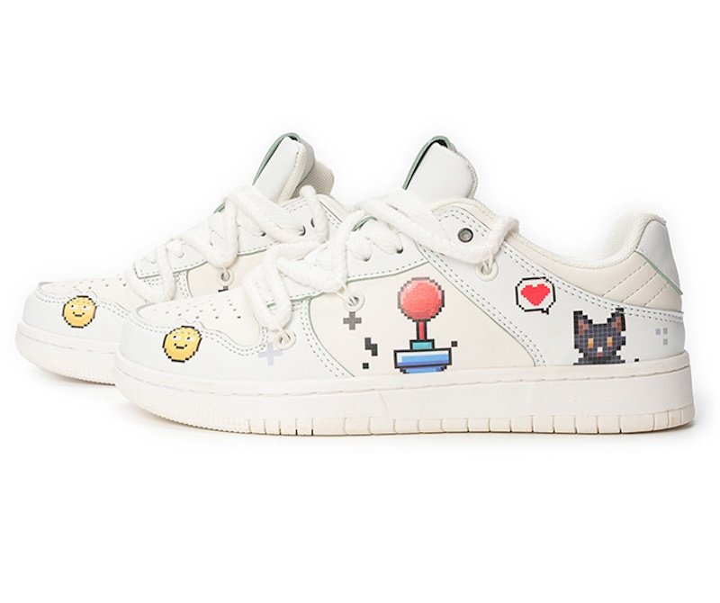 画像11: Unisex  Smile graphic print lace-up leather sneakers 　ユニセックス 男女兼用 レザースマイルグラフィックプリントプリントレースアップスニーカー  (11)