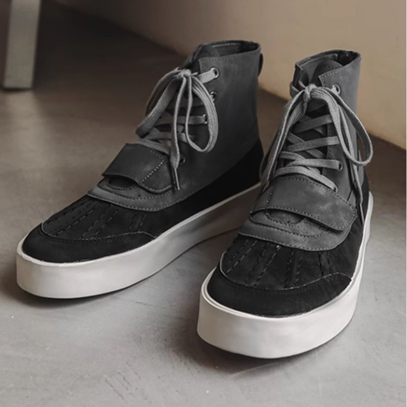 画像9: Unisex High-top bicolor suede lace-up boots   男女兼用ユニセックスハイトップバイカラースウェードレースアップブーツ  (9)