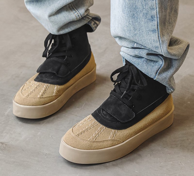 画像8: Unisex High-top bicolor suede lace-up boots   男女兼用ユニセックスハイトップバイカラースウェードレースアップブーツ  (8)