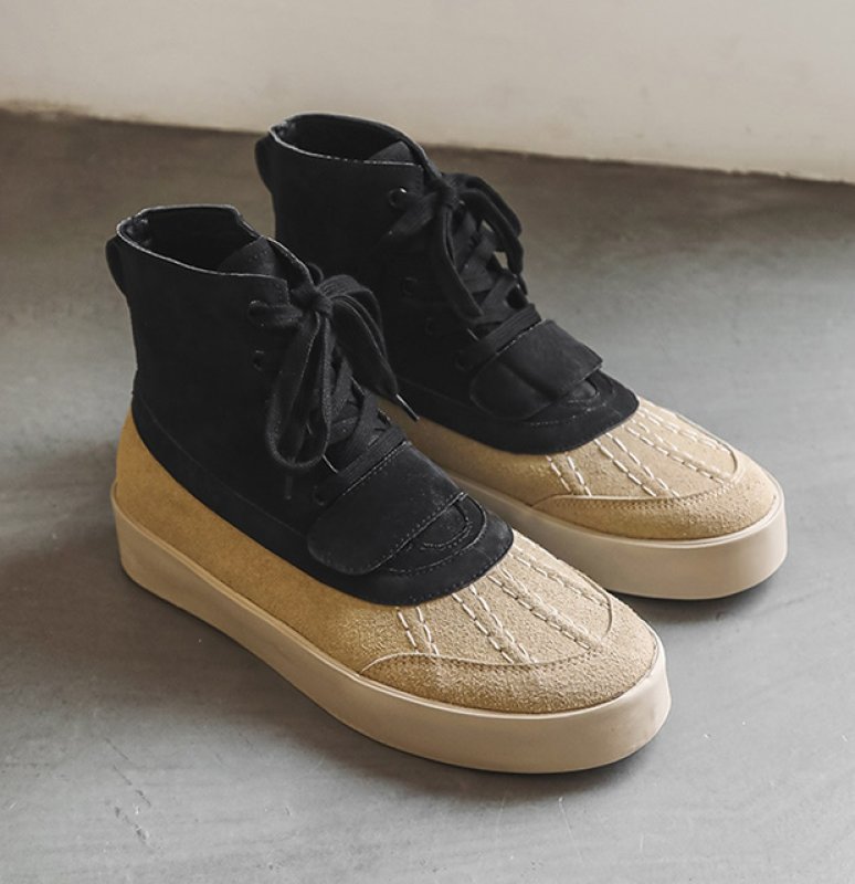 画像5: Unisex High-top bicolor suede lace-up boots   男女兼用ユニセックスハイトップバイカラースウェードレースアップブーツ  (5)