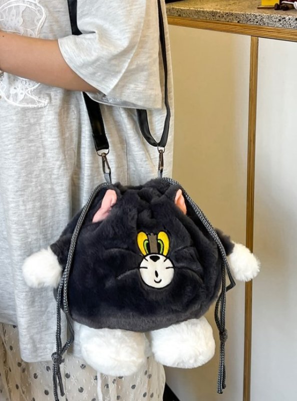 画像9: Tom & Jerry Fur Tote Shoulder Crossbody Bag Handbag   トム&ジェリ―トムとジェリーファーバケットトートショルダークロスボディーバッグハンドバッグ (9)