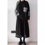 画像5: Flower color matching thick sweater knitted　フラワー セーターラウンドネック プルオーバー (5)