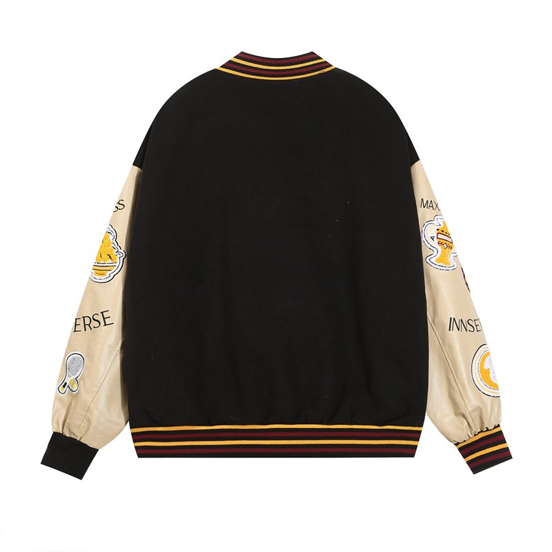 画像4: Mushroom & unique emblem Stadium Jumper baseball uniform jumper jacket blouson ユニセックス 男女兼用マッシュルーム＆ユニークエンブレム スタジアムジャンパー スタジャン MA-1 ボンバー ジャケット ブルゾン (4)