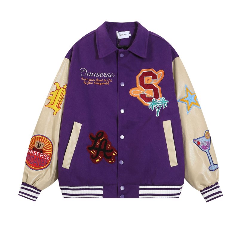 画像5: Cute bear towel embroidered lapel jacketStadium Jumper baseball uniform jumper  blouson ユニセックス 男女兼用ベア熊エンブレム スタジアムジャンパー スタジャン MA-1 ボンバー ジャケット ブルゾン (5)