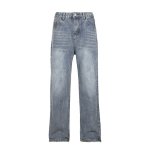 画像3: Unisex Flower pile embroidered straight denim pants  Jeans 男女兼用 ユニセックスフラワー花パイル刺繍  ストレートデニム パンツ (3)