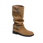 画像3: French retro belt buckle long night boots   フレンチレトロベルトバックルロングナイトブーツ (3)