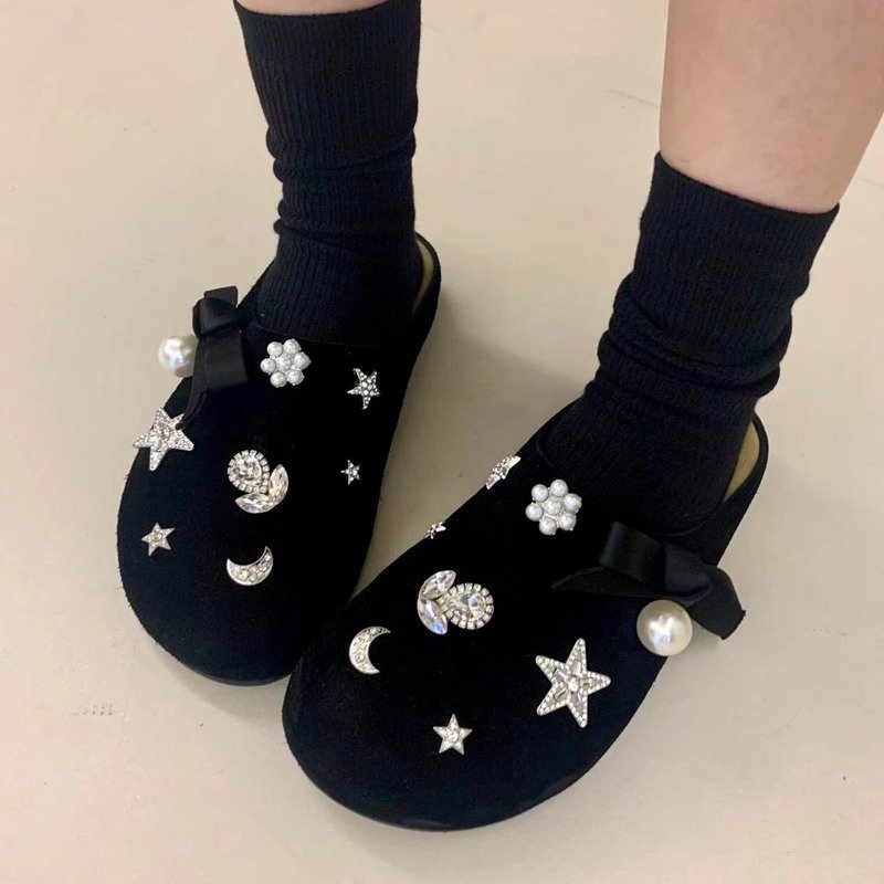 画像4: Pearl & Crystal Bijou Platform Birkenstock Half Slipper Sandals ユニセックス パール&クリスタルビジュー付サンダル スリッパスリッポン (4)