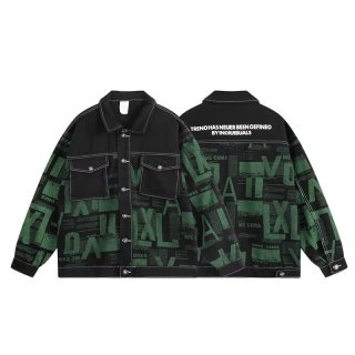 loose retro stitching denim jacket blouson ユニセックス 男女