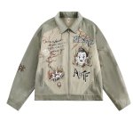 画像2: Old Graffiti Clown Print Lapel Jacket　ユニセックス 男女兼用 オールドグラフィティピエロプリントラペルジャケットトレンディ ジャケット (2)