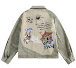 画像4: Old Graffiti Clown Print Lapel Jacket　ユニセックス 男女兼用 オールドグラフィティピエロプリントラペルジャケットトレンディ ジャケット (4)