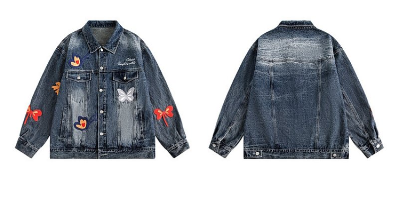 画像3: Butterfly Emblem Denim G-Jean Jacket blouson ユニセックス 男女兼用 バタフライエンブレムGジャン ジャケットブルゾン (3)