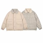 画像2: Unisex Color block check pattern reversible down jacket　男女兼用カラーブロックチェック柄リバーシブル 中綿 ダウン ジャケット (2)