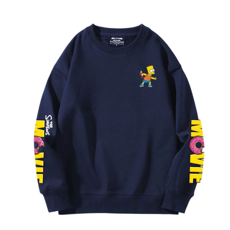 画像2: Unisex Simpson Simpsons Sleeve Spra Print Sweat Pullover 男女兼用 ラウンドネック シンプソン シンプソンズ ショルダースプレー プリント スウェット トレーナー プルオーバー (2)