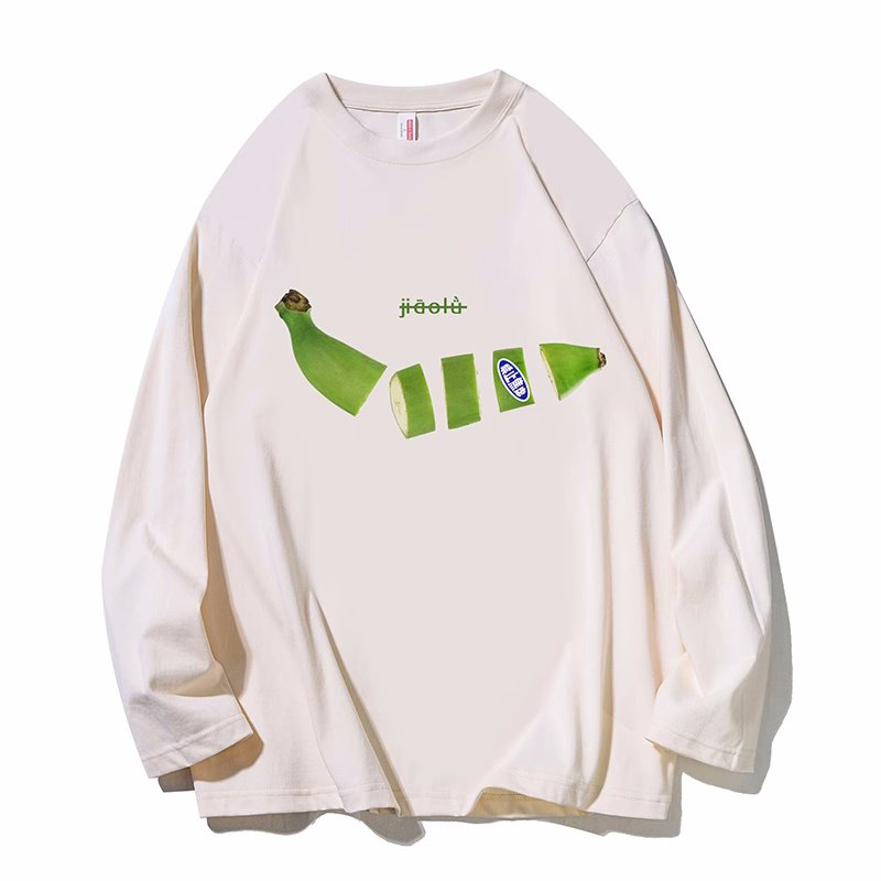 画像4: Split banana print round neck long sleeve T-shirt ユニセックス男女兼用スプリットバナナ プリントラウンドネック丸首 長袖Tシャツ  (4)