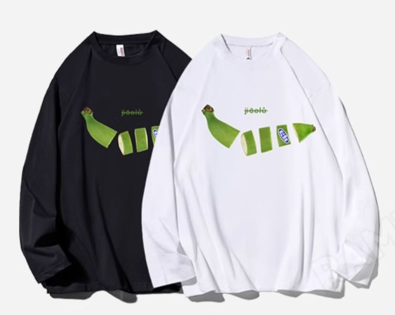 画像5: Split banana print round neck long sleeve T-shirt ユニセックス男女兼用スプリットバナナ プリントラウンドネック丸首 長袖Tシャツ  (5)