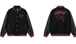 画像3: Lettering illustration embroidery stadium jacket  baseball uniform jumper  blouson ユニセックス 男女兼用レターリングイラスト刺繍レザースリーブ  スタジアムジャンパー スタジャン MA-1 ボンバー  (3)
