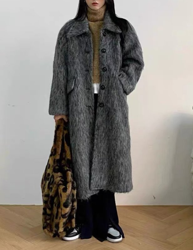 画像2: Mohair wool long coat Jacket　モヘアウールロングコートジャケット (2)