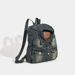 画像7: Washed denim G jacket style backpackTote Shoulder Bag Handbag   ウォッシュデニムGジャンスタイルバックパックリュックトートショルダーバッグ (7)