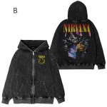 画像2: Nirvana Retro Old Washed Zip Hoodie Sweatshirt Jacket(1)　ユニセックス男女兼用 ニルヴァーナ  レトロ オールド ウォッシュド ジップ フーディスウェットシャツ ジャケット(1)　 (2)