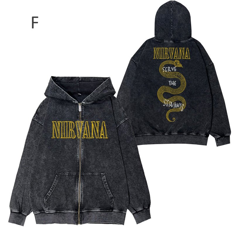画像6: Nirvana Retro Old Washed Zip Hoodie Sweatshirt Jacket(1) ユニセックス男女兼用 ニルヴァーナ  レトロ オールド ウォッシュド ジップ フーディスウェットシャツ ジャケット(1)  (6)