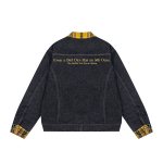 画像6: Splicing zip-up check collar point denim jacket ユニセックス 男女兼用  スプライシングジップアップチェック柄襟デニムジャケット スタジャンブルゾン (6)