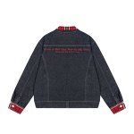 画像5: Splicing zip-up check collar point denim jacket ユニセックス 男女兼用  スプライシングジップアップチェック柄襟デニムジャケット スタジャンブルゾン (5)