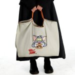 画像1: Tom and Jerry TomJerry Embroidered Tote Shoulder Shopping Bag Eco Handbag   トムとジェリー TomJerry 刺繍 トートショルダーショッピングバッグ エコハンドバッグ (1)