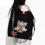画像11: Tom and Jerry TomJerry Embroidered Tote Shoulder Shopping Bag Eco Handbag   トムとジェリー TomJerry 刺繍 トートショルダーショッピングバッグ エコハンドバッグ (11)