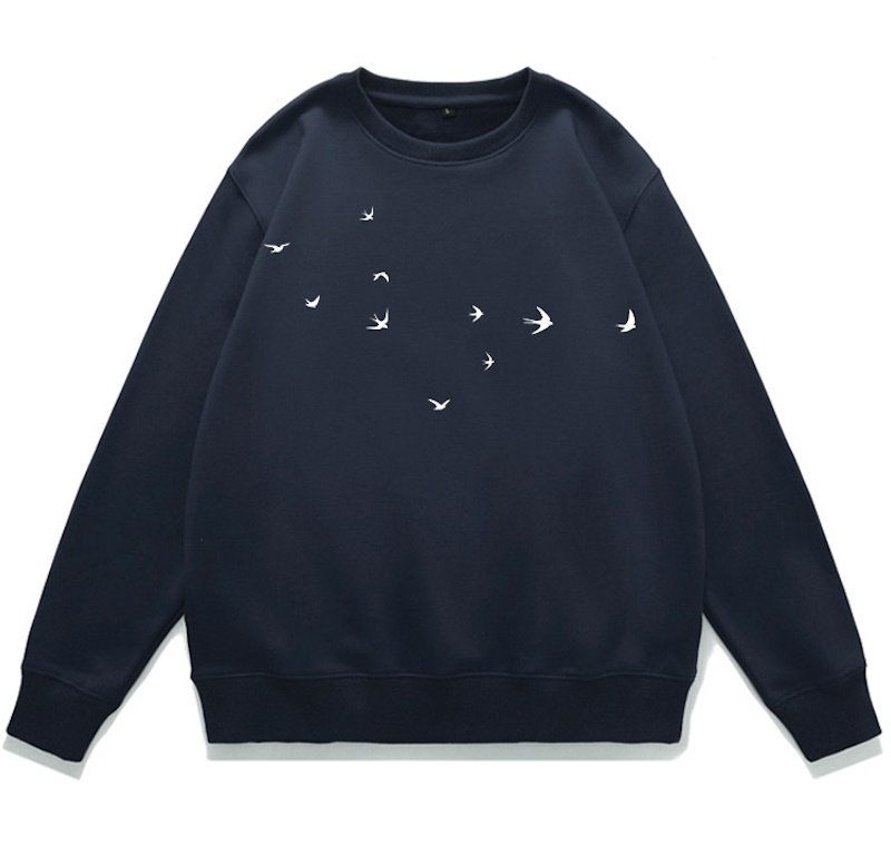 画像4: Unisex Swallow print round neck sweatshirt  Pullover  男女兼用 ラウンドネック スワロー燕プリント スウェット トレーナー プルオーバー (4)