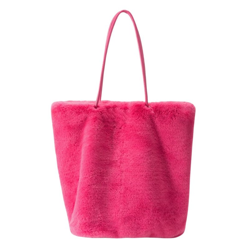 画像3: Woman's  lamb plush handbag shopping bag big bag shoulder large capacity handbag　ラージサイズフェイクラムファートートショルダーハンドバック (3)