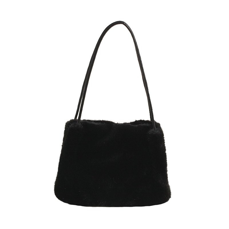 画像5: Woman's  eco fur plush handbag shopping bag  square handbag　スクエア フェイク エコファートート　ショルダーハンドバック (5)