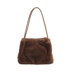 画像3: Woman's  eco fur plush handbag shopping bag  square handbag　スクエア フェイク エコファートート　ショルダーハンドバック (3)