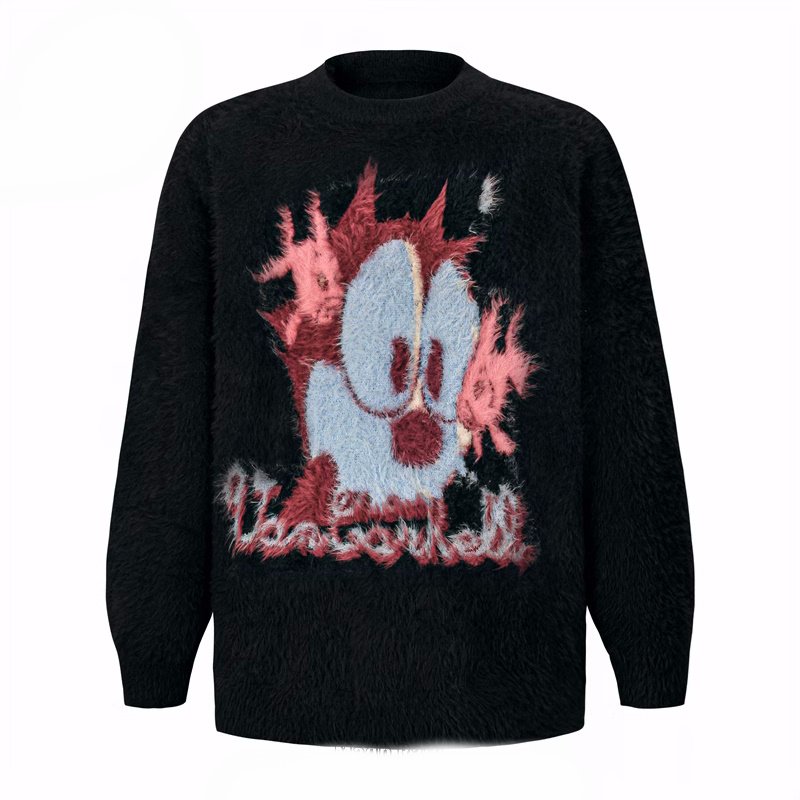 画像2: Unisex Felix the Cat knitted sweater  Pullover  男女兼用 フィリックス・ザ・キャットラウンドネック編み込みセータープルオーバー (2)