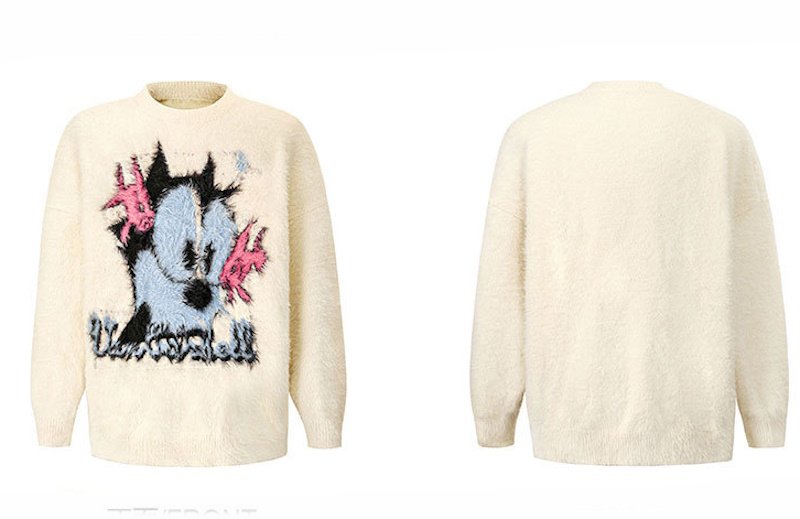 画像4: Unisex Felix the Cat knitted sweater  Pullover  男女兼用 フィリックス・ザ・キャットラウンドネック編み込みセータープルオーバー (4)