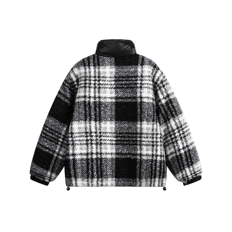 画像6: Reversible Mickey Mouse check pattern down jacket　ユニセックス 男女兼用 リバーシブルミッキーマウスワンポイントチェック柄 ダウンジャケットジャンパー スタジャン  (6)
