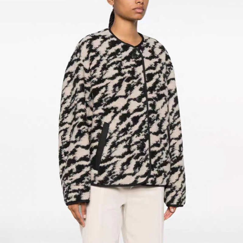 画像5: Polar fleece reversible round neck wool jacket　ポーラーフリースリバーシブルラウンドネックウールスジャケットコート (5)