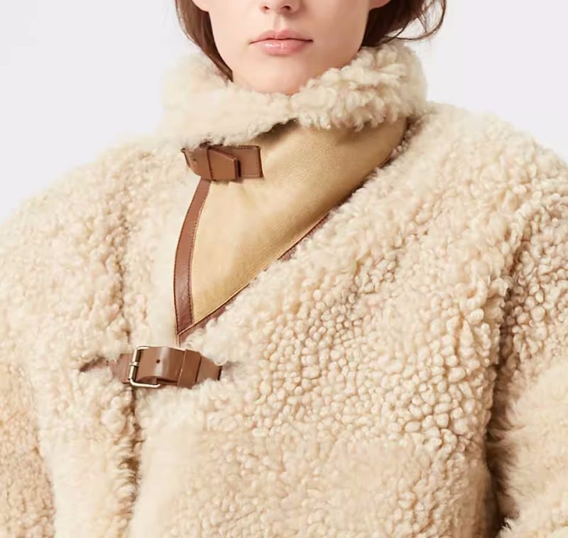 画像3: Plush lamb fur mid-length coat wool jacket　ラムウールファーミドル丈ジャケットコート (3)