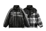 画像2: Reversible Mickey Mouse check pattern down jacket　ユニセックス 男女兼用 リバーシブルミッキーマウスワンポイントチェック柄 ダウンジャケットジャンパー スタジャン  (2)