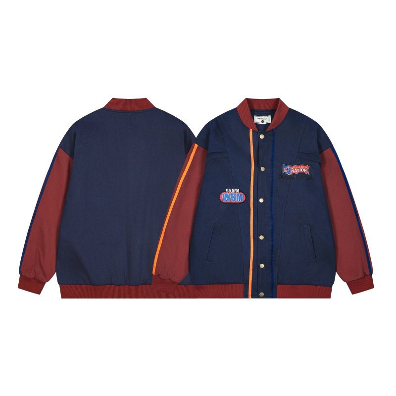画像2:  baseball uniform jumper  blouson ユニセックス 男女兼用ミントキャットコントラストカラースタジャンスタジアムジャンパー スタジャン MA-1 ボンバー  (2)