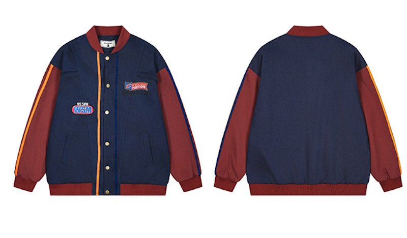 画像3:  baseball uniform jumper  blouson ユニセックス 男女兼用ミントキャットコントラストカラースタジャンスタジアムジャンパー スタジャン MA-1 ボンバー  (3)