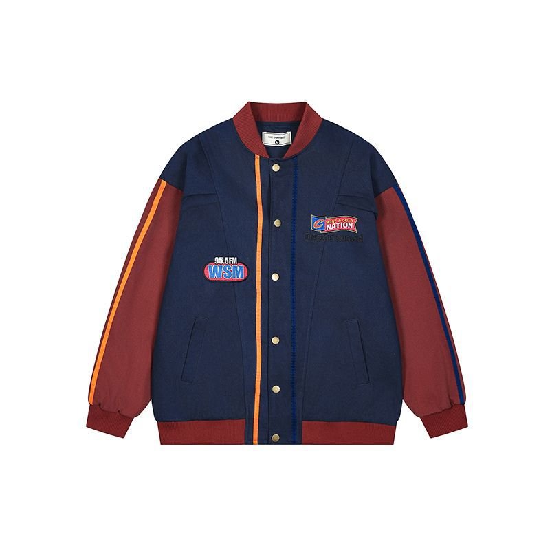 画像6:  baseball uniform jumper  blouson ユニセックス 男女兼用ミントキャットコントラストカラースタジャンスタジアムジャンパー スタジャン MA-1 ボンバー  (6)